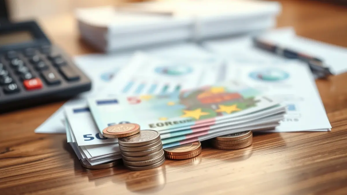 Generic image of money and financial documents, representing municipal finances.