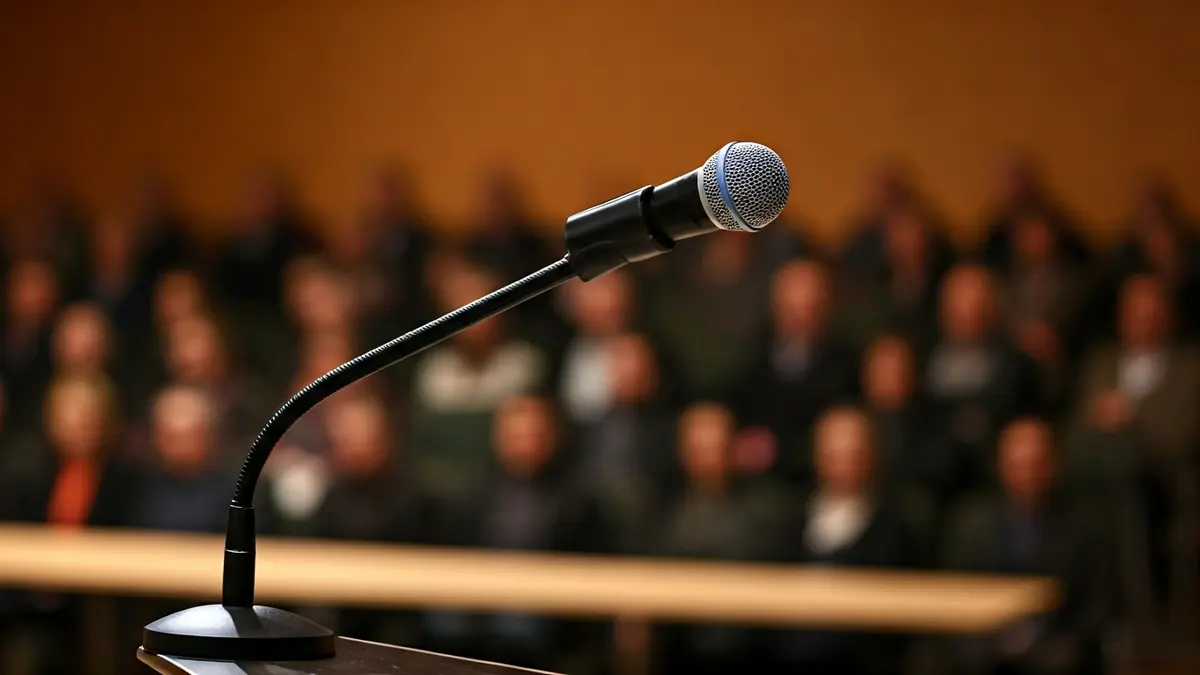 Imatge genèrica d'un micròfon en un faristol, suggerint una xarrada o debat públic.
