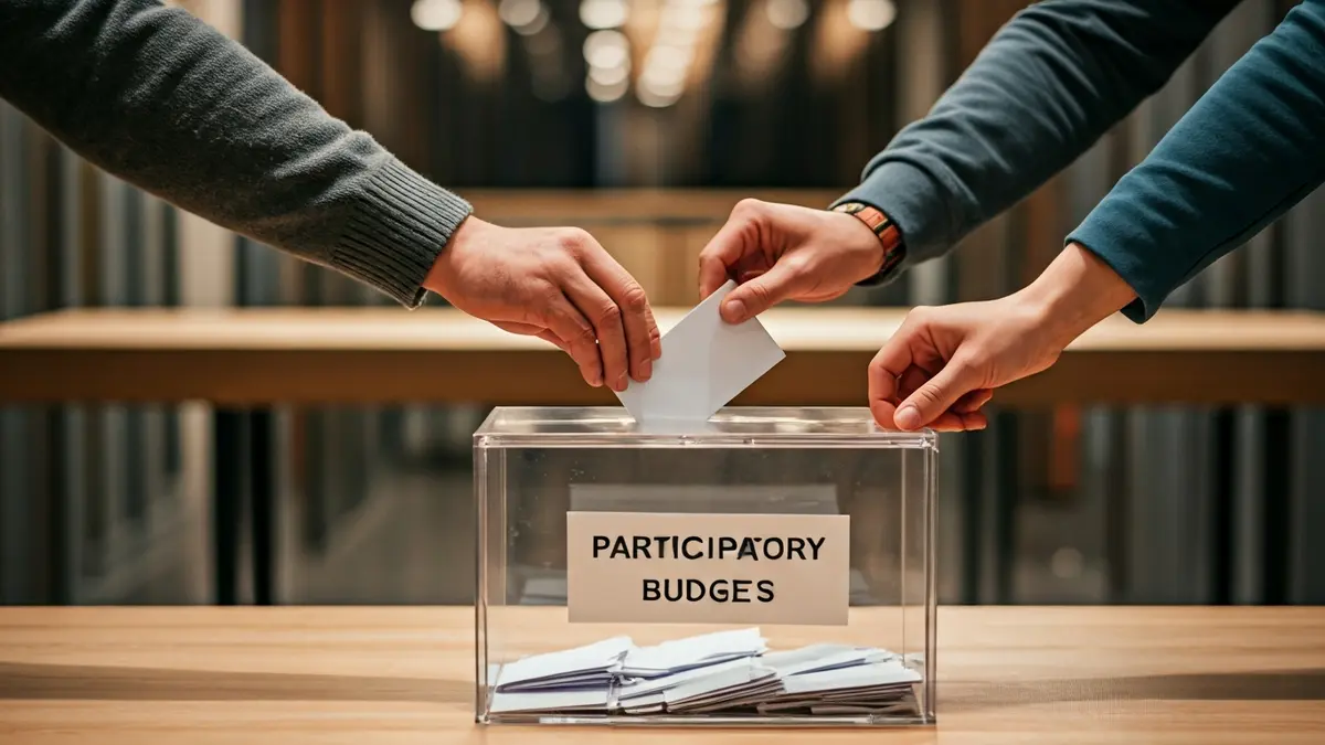 Generic image of hands depositing proposals into a participatory budget ballot box.