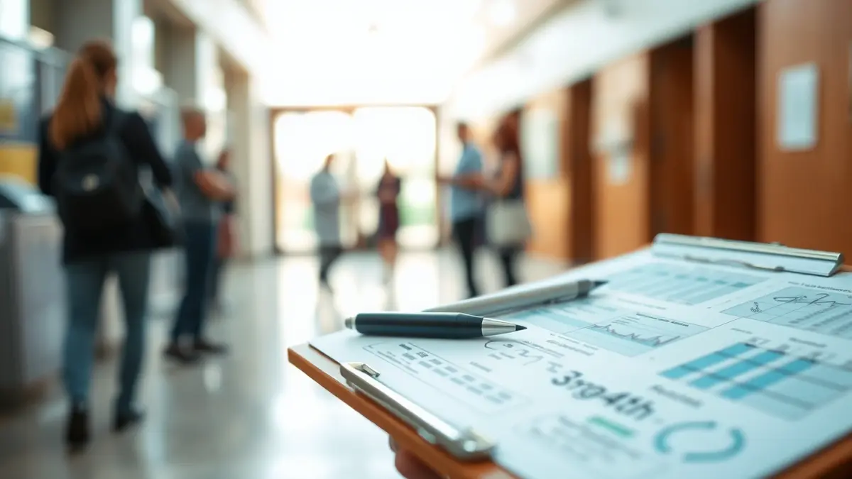 Imagen genérica de un portapapeles con documentos médicos en un centro de salud.