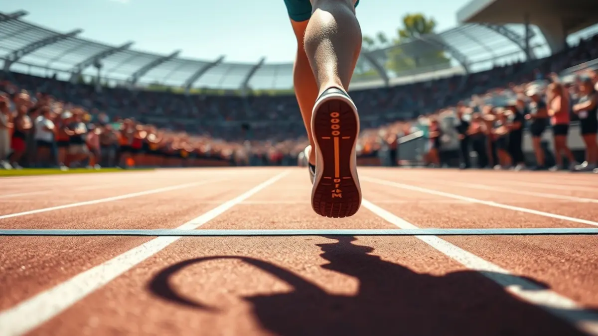 Imatge genèrica d'uns peus d'atleta creuant la línia de meta en una pista d'atletisme.