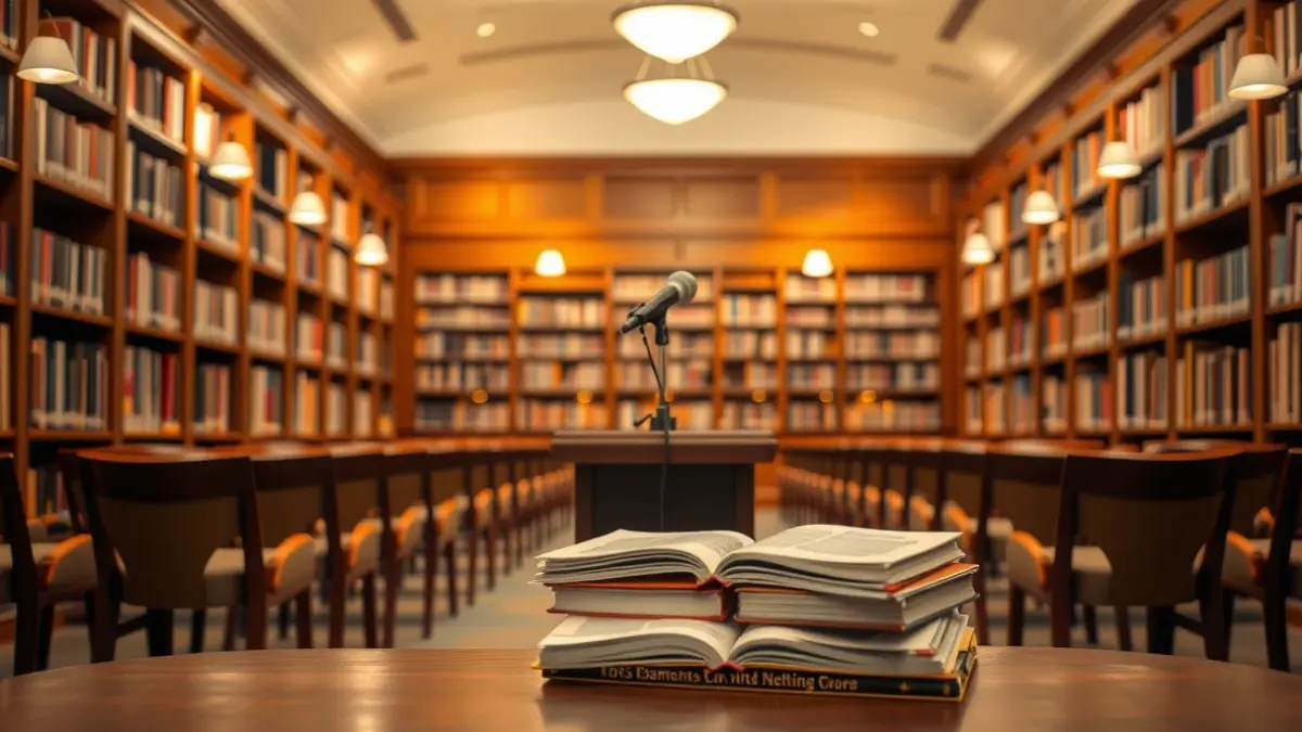 Imatge genèrica d'un club literari amb llibres i un micròfon.