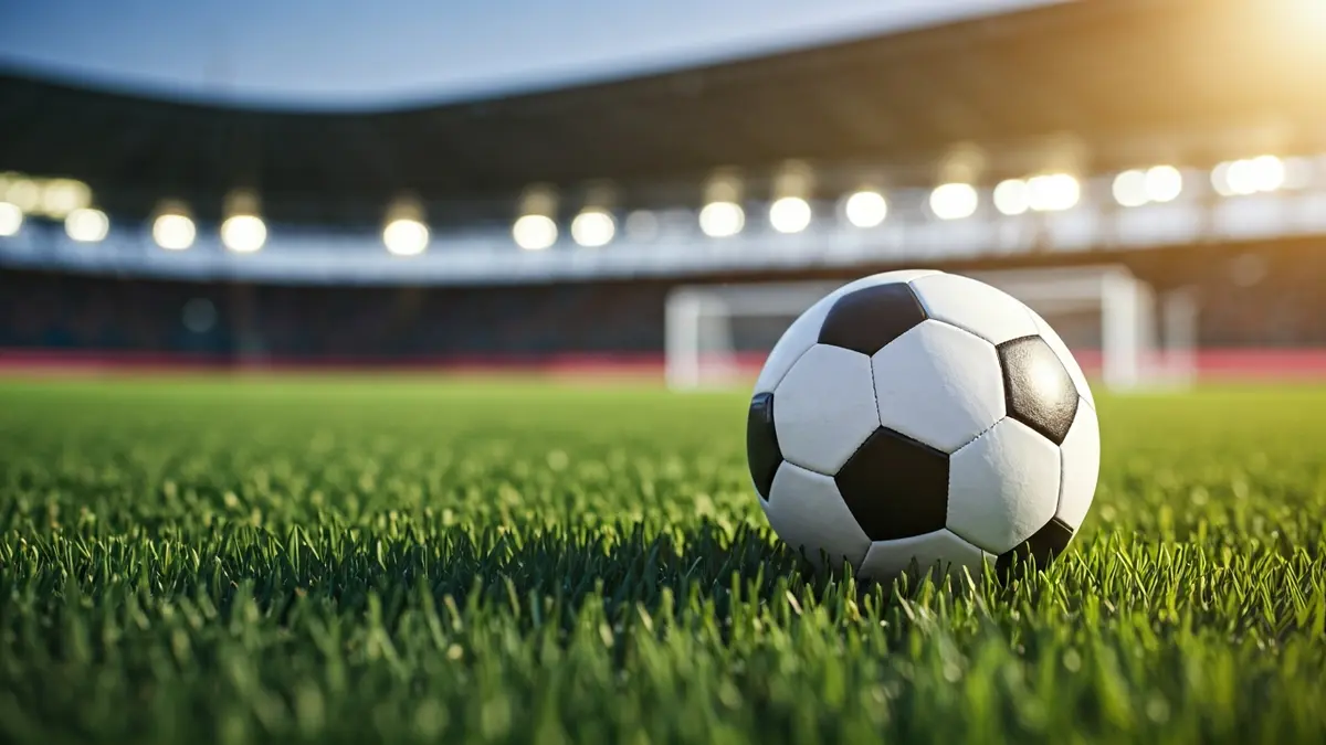 Imatge genèrica d'una pilota de futbol en la gespa d'un estadi.