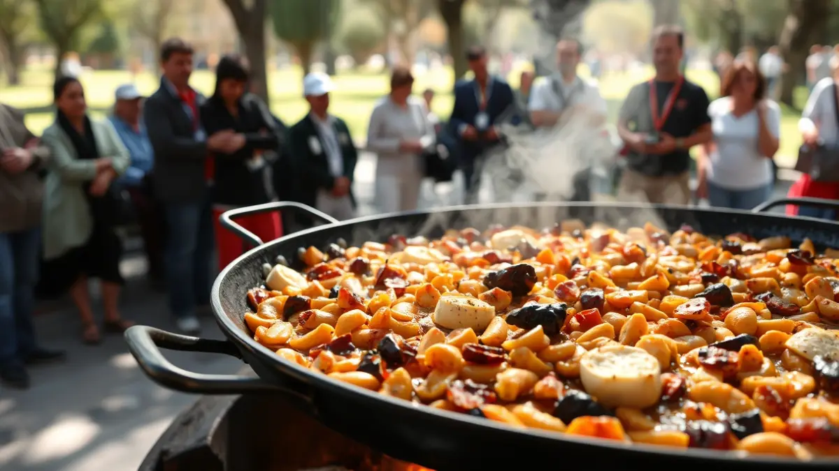 Imagen genérica de una paella valenciana cocinándose en un concurso gastronómico.
