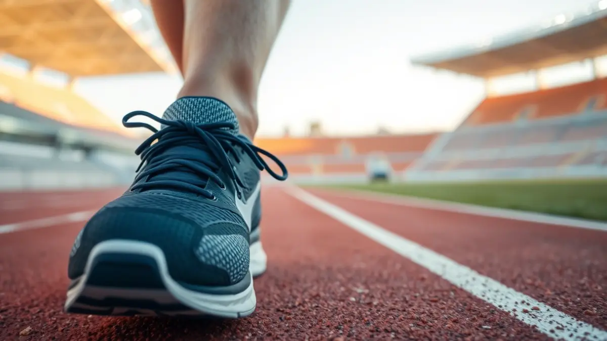 Imatge genèrica d'una sabatilla de córrer en una pista d'atletisme.