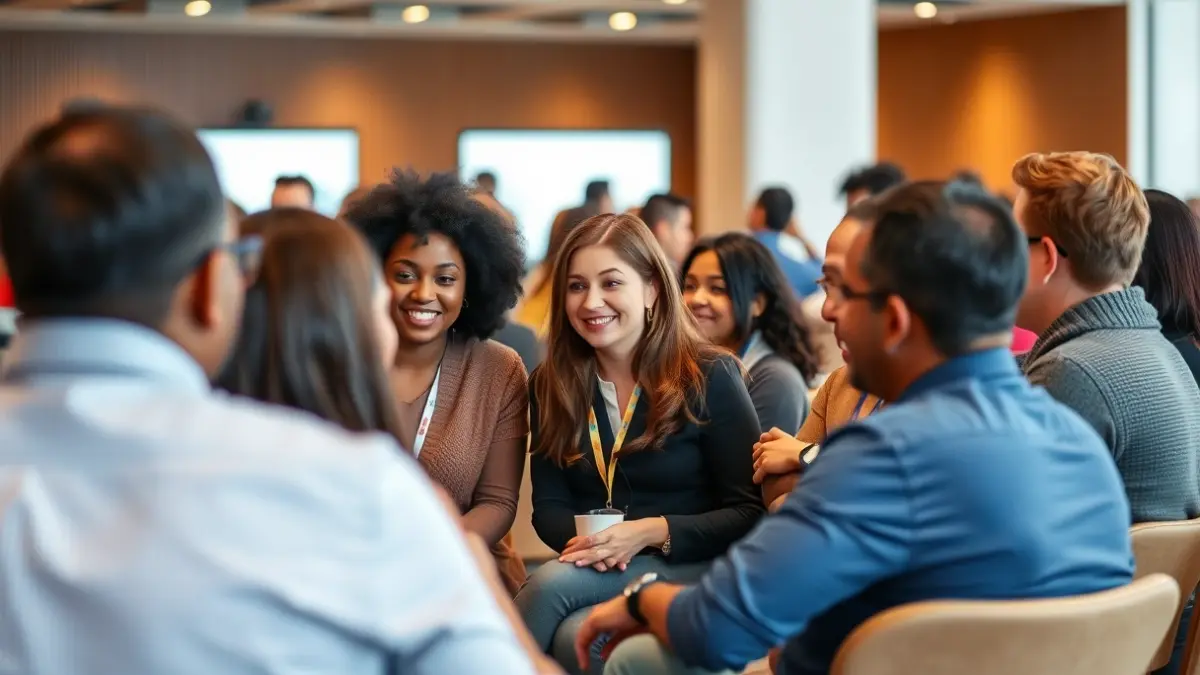 Imatge genèrica d'un grup de pares i educadors en una conferència, discutint i aprenent.