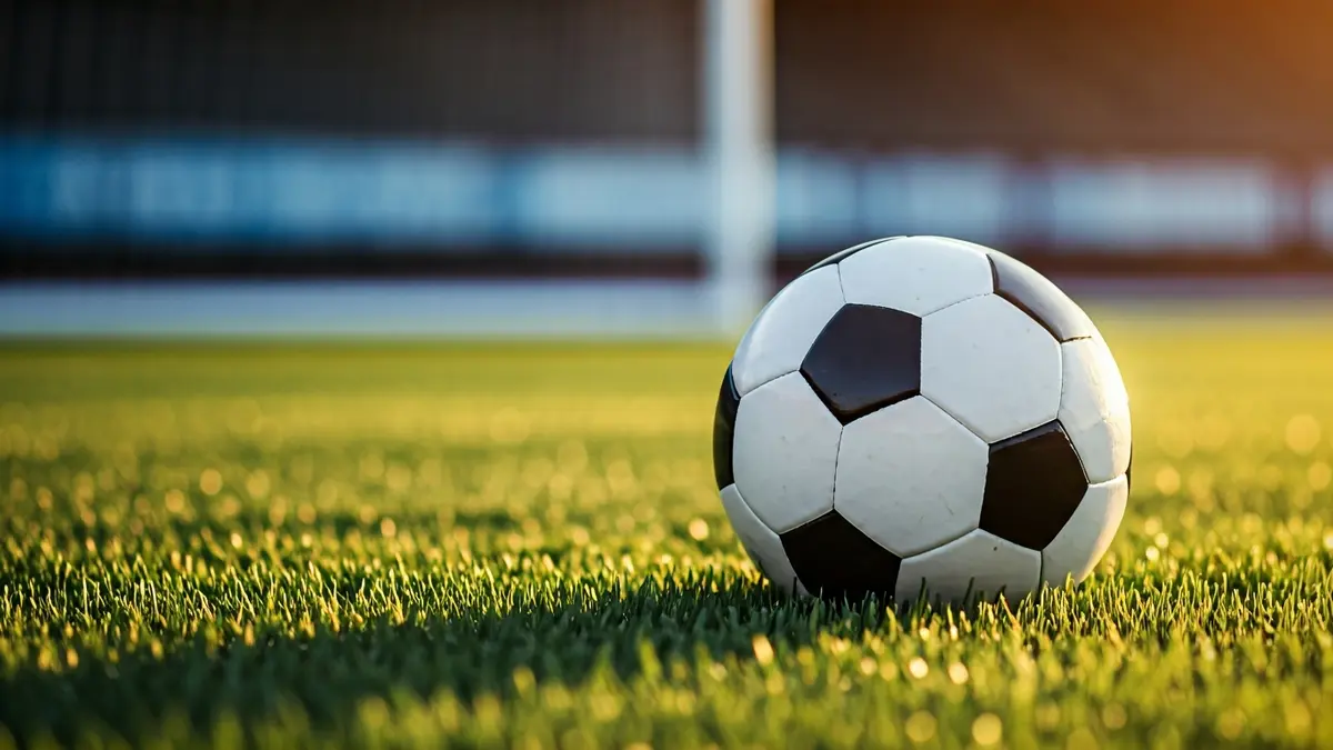 Generic image of a soccer ball on stadium grass.