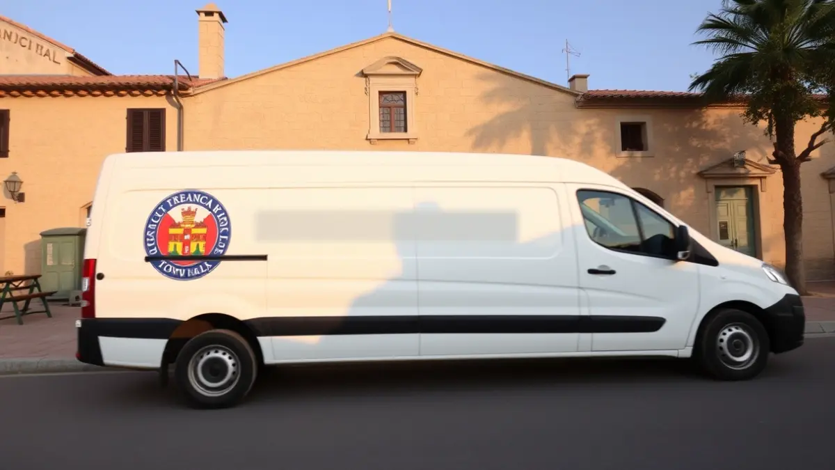 Vehicle municipal nou aparcat davant de l'Ajuntament de Tírig.