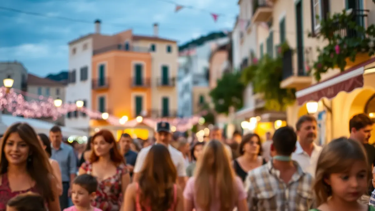 Imagen de una celebración comunitaria en una calle de Torrent, con gente disfrutando de las actividades festivas.