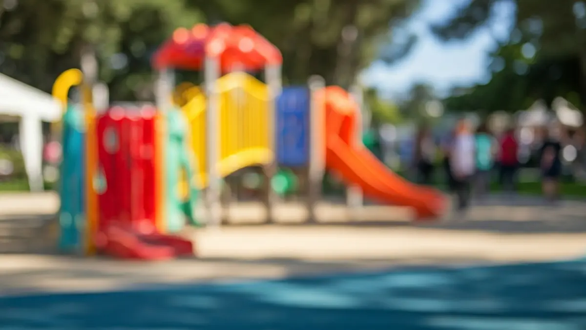 Image of a modern and sustainable children's playground in a Mediterranean city.