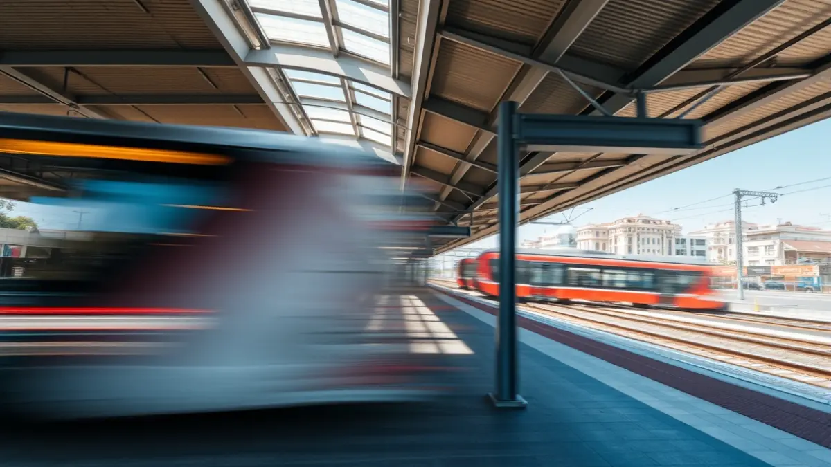 Imatge genèrica d'una estació de tren moderna amb un tren arribant.