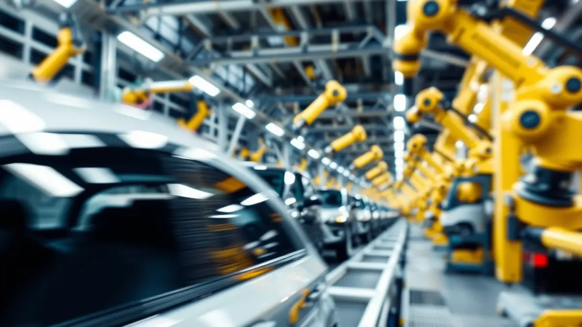 Imatge genèrica d'una línia de muntatge de vehicles en una fàbrica.