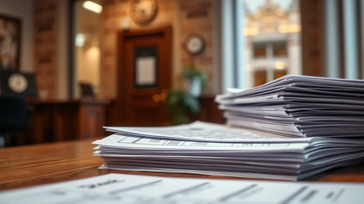 Imatge genèrica de factures sense pagar i documents oficials sobre un escritori de fusta.