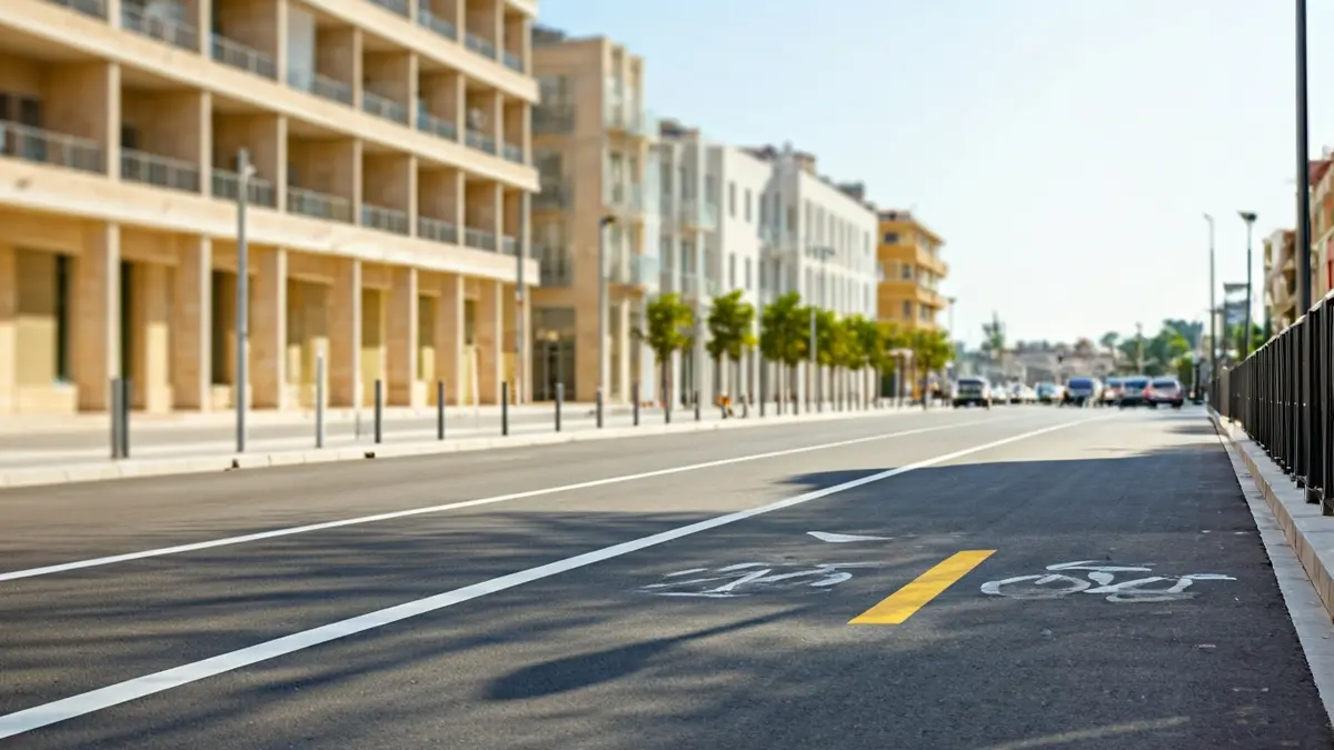 Imagen genérica de un carril bici nuevo en una ciudad mediterránea.