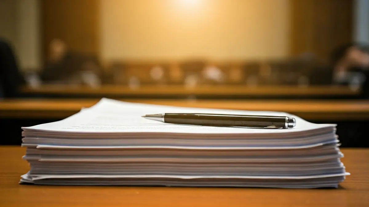 Generic image of official documents and a pen on a desk, symbolizing bureaucratic procedures.