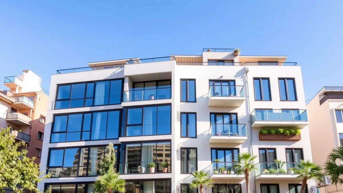 Generic image of a modern student residence in a Mediterranean city.
