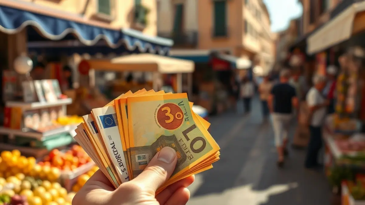 Imatge genèrica de diners en efectiu en un entorn comercial.