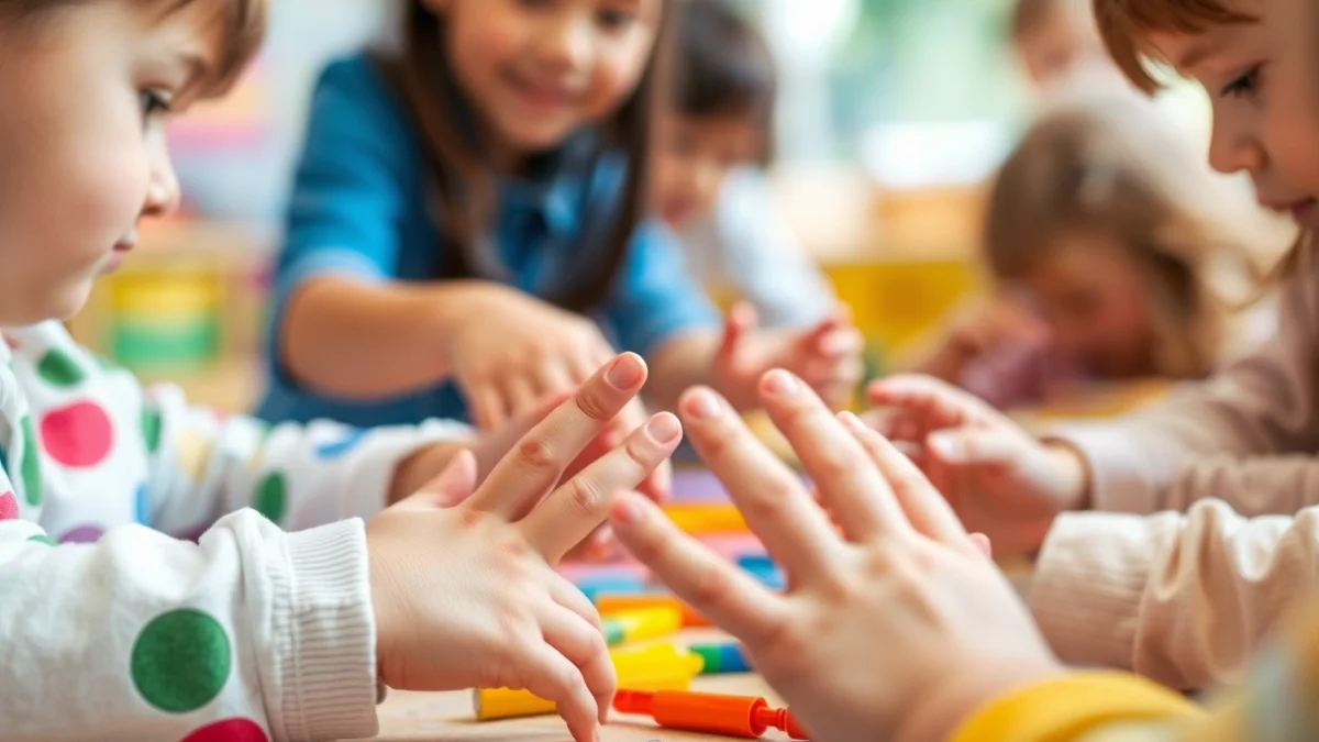 Generic image of children's hands participating in educational activities.