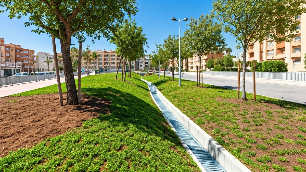 Imagen de una zona verde rehabilitada en la urbanización La Llomayna de Vilamarxant.