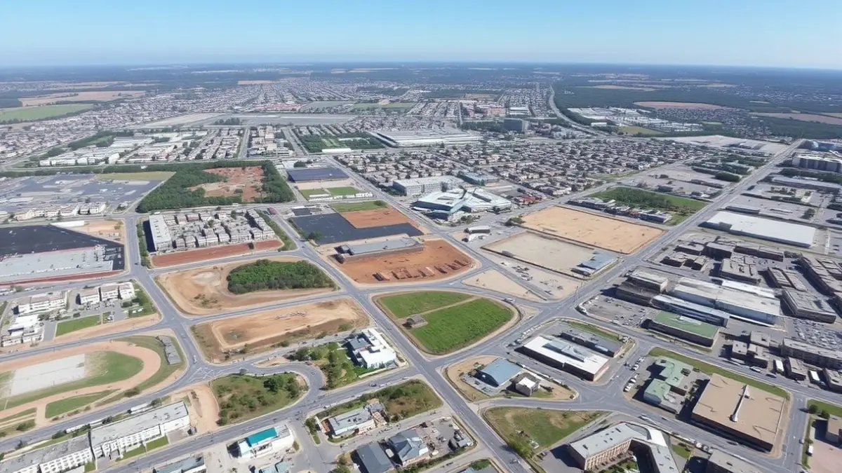 Imagen aérea de una zona urbanística parcialmente desarrollada en un municipio valenciano.