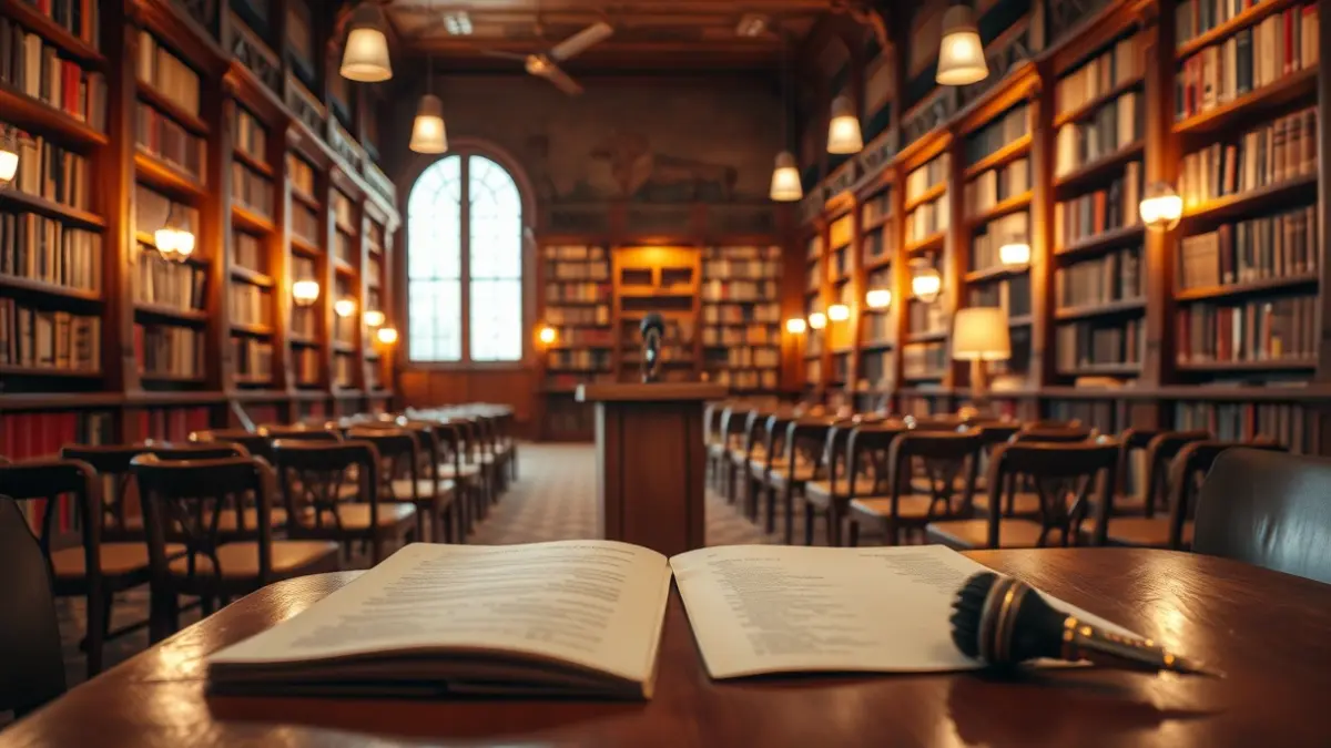 Imatge genèrica d'una biblioteca amb documents històrics, representant la col·laboració cultural entre ciutats.