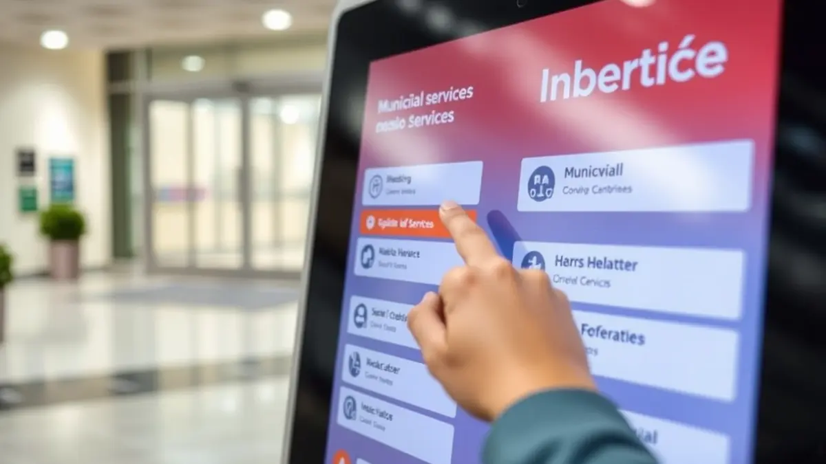Imatge genèrica d'un quiosc de tràmits automàtics en un edifici públic.