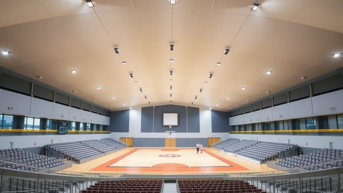 Imatge genèrica d'una pista esportiva coberta moderna, amb il·luminació clara i espai per a esdeveniments.