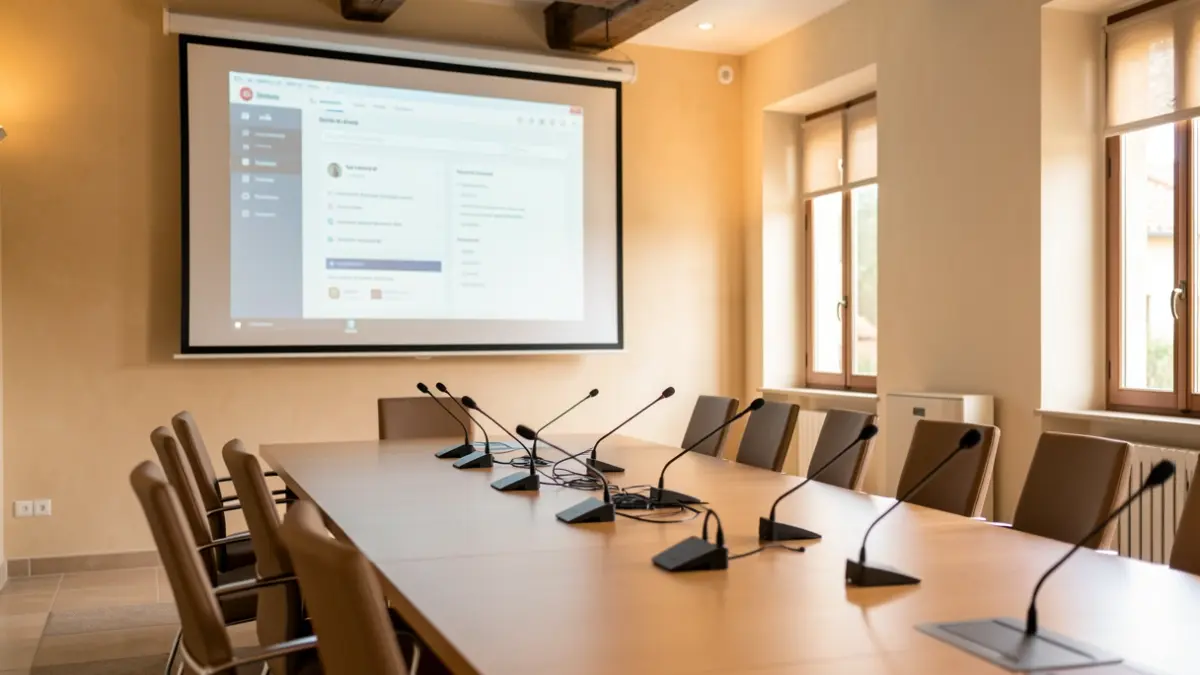Generic image of a municipal meeting room with a presentation screen.