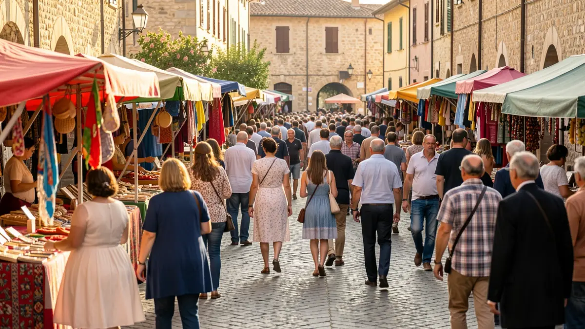 Generic image of a local fair with stalls and people.
