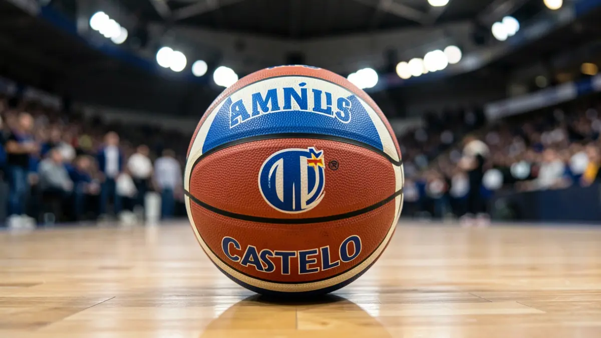 Generic image of a basketball on a court.