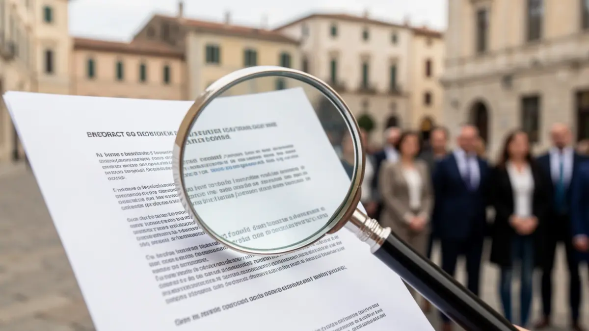 Imagen genérica de un documento bajo lupa, simbolizando una investigación.