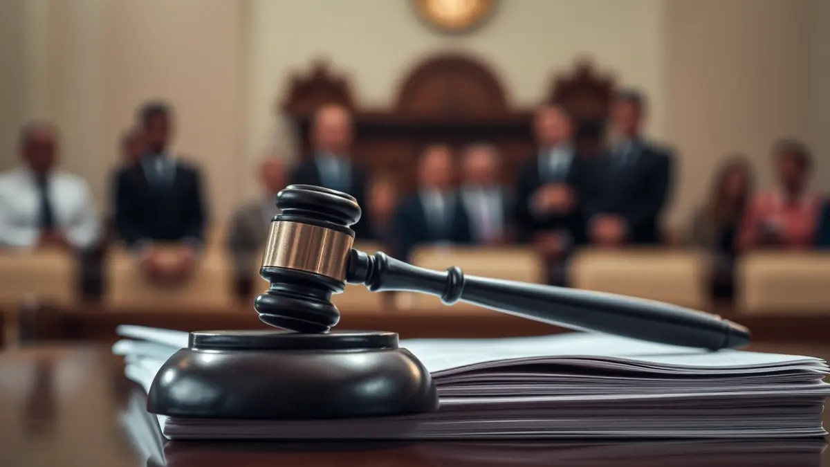 Imatge genèrica d'un martell de jutge sobre documents legals en un jutjat.