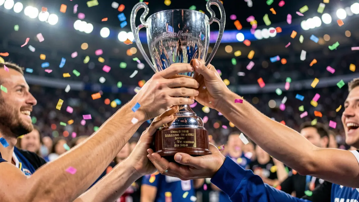 Imagen genérica de una celebración deportiva con un trofeo.
