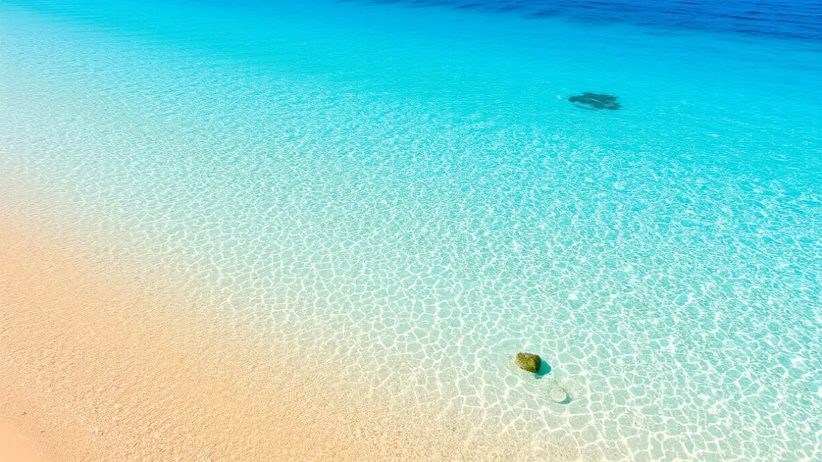 Imatge genèrica d'una platja mediterrània amb aigua cristal·lina i arena daurada, sense persones.
