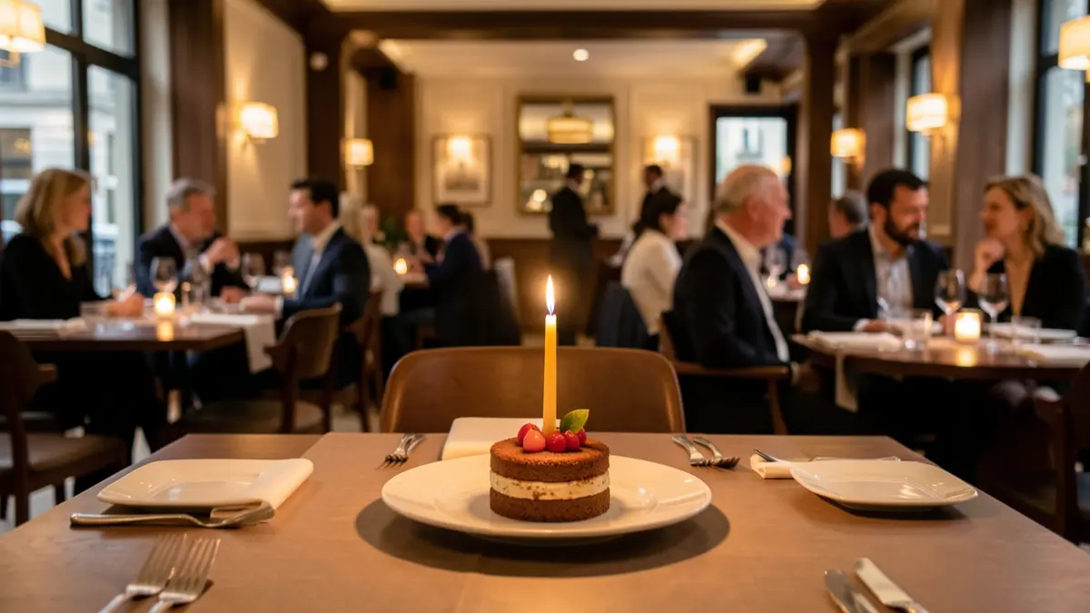 Imatge genèrica de l'interior d'un restaurant celebrant un aniversari.