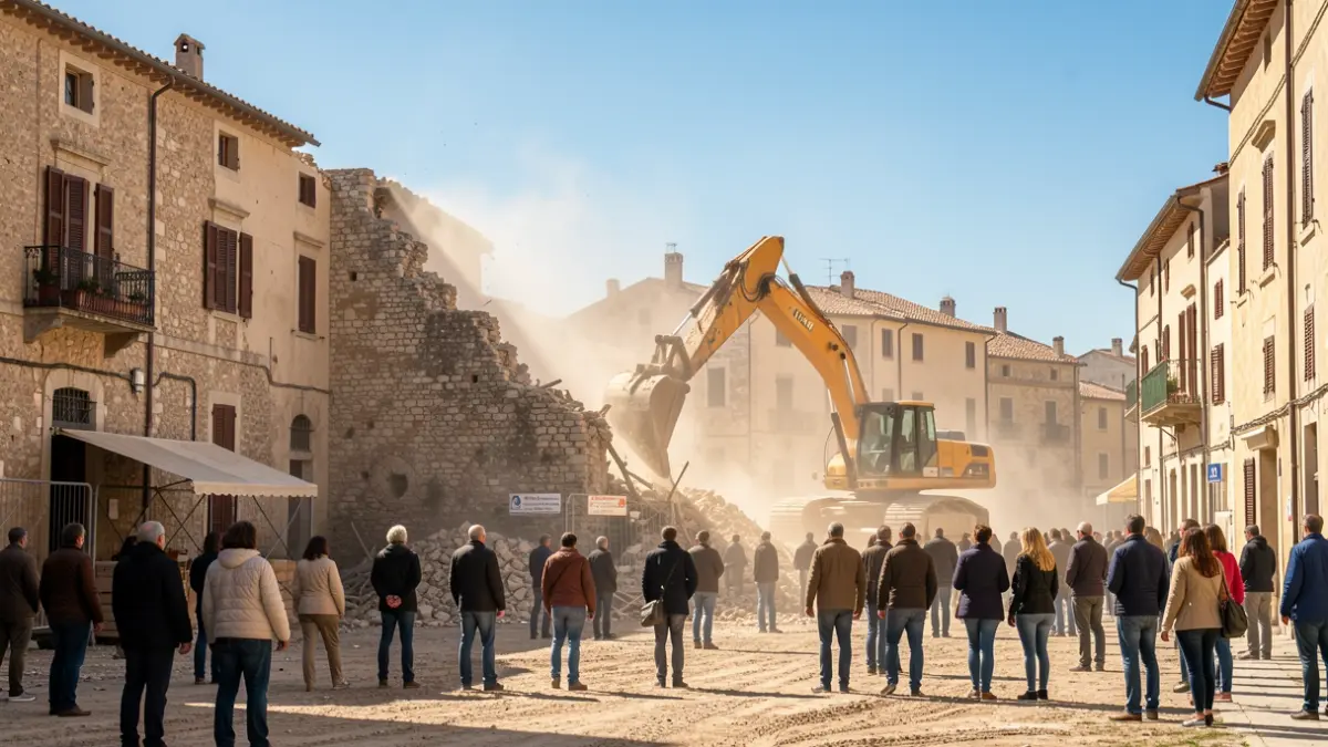 Imatge de les obres de demolició de l'antic frontó municipal de Betxí.