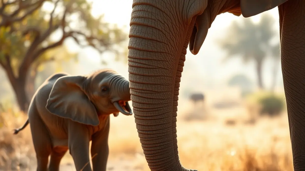 Imatge d'una cria d'elefant al Bioparc València, mostrant la tendresa de la vida salvatge.