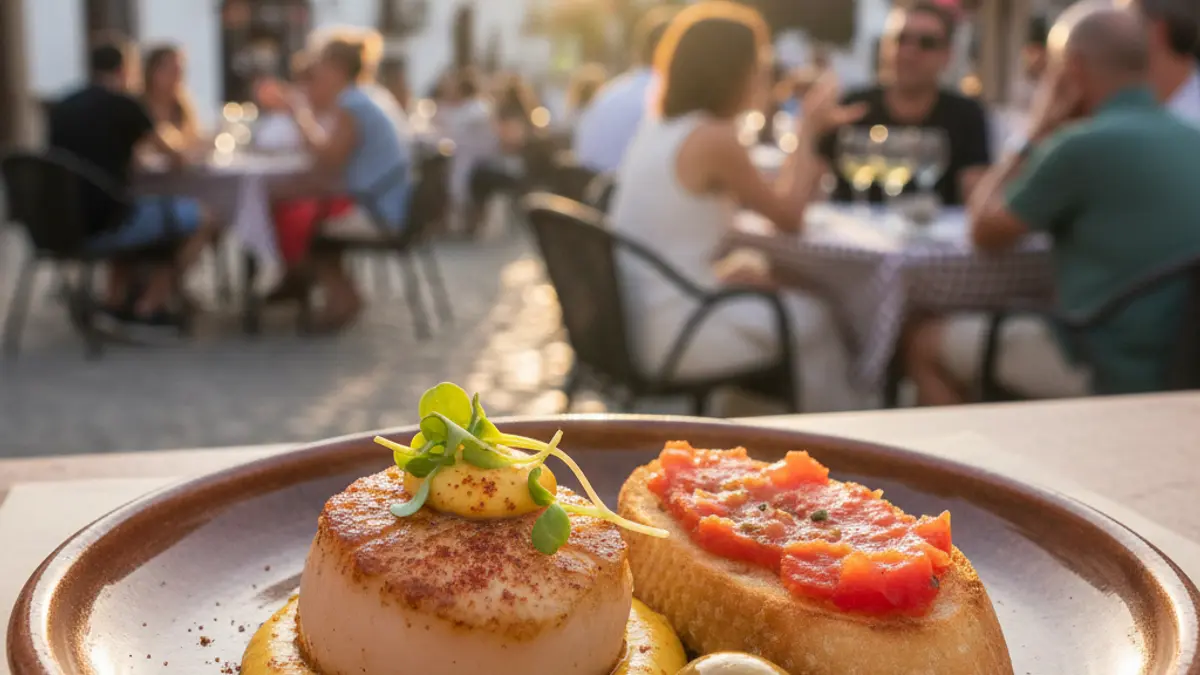 Imagen genérica de una tapa elaborada en un ambiente de terraza mediterránea.