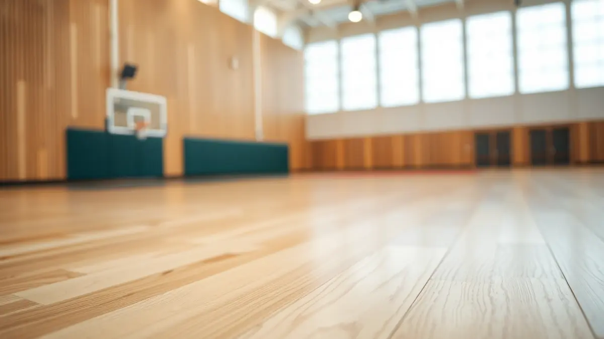Generic image of a new sports parquet floor with an anti-humidity membrane.