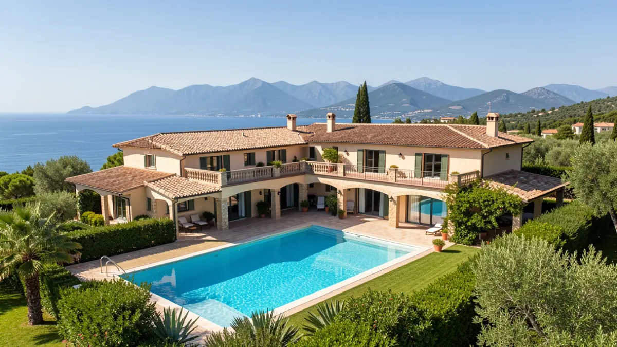 House with a pool and large plot in Vinaròs with sea and mountain views.