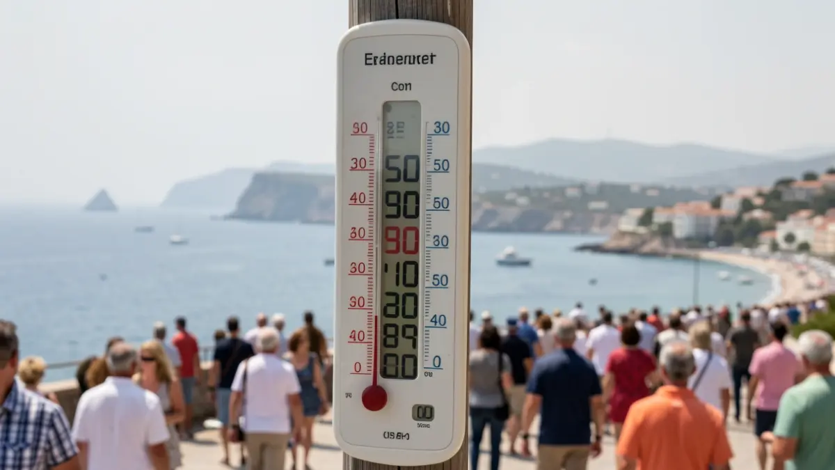 Imagen genérica de termómetro marcando alta temperatura en la costa mediterránea.