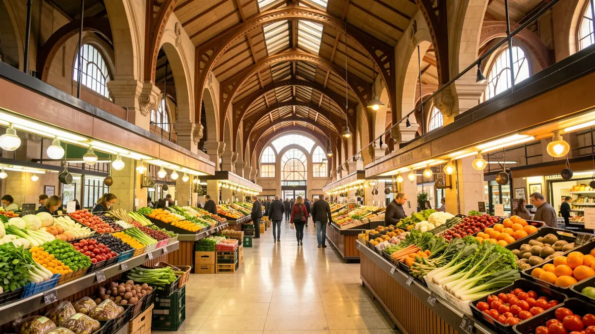 Imagen genérica del interior del Mercado Central de Valencia con arquitectura modernista.