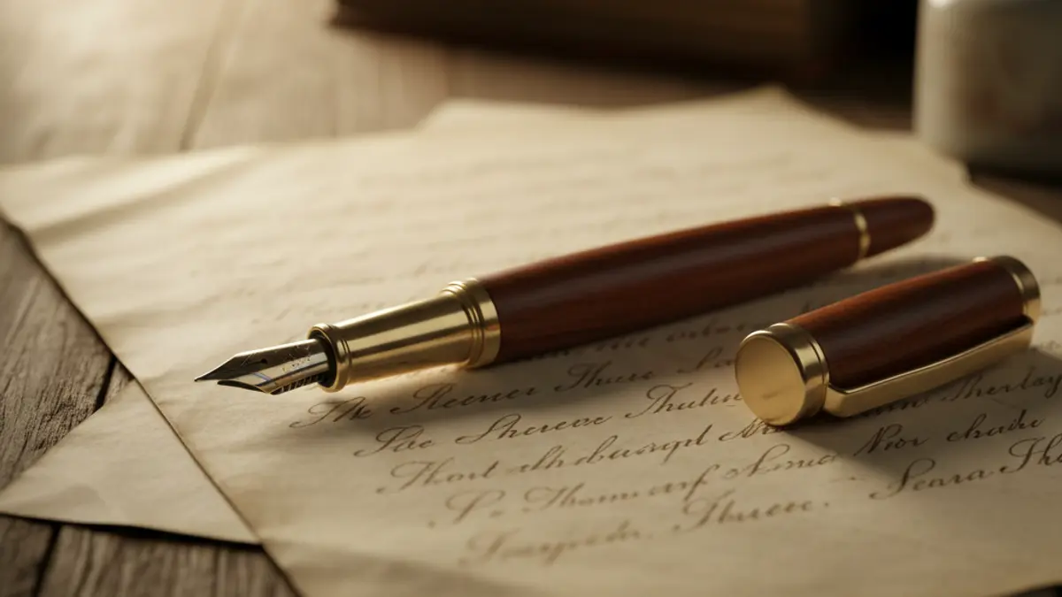 Imagen genérica de una pluma estilográfica antigua sobre una carta manuscrita, evocando la creación literaria.