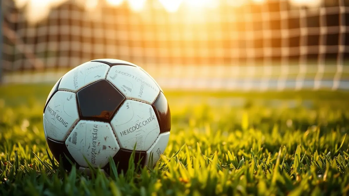 Imagen genérica de un balón de fútbol sobre el césped, con la portería desenfocada al fondo.