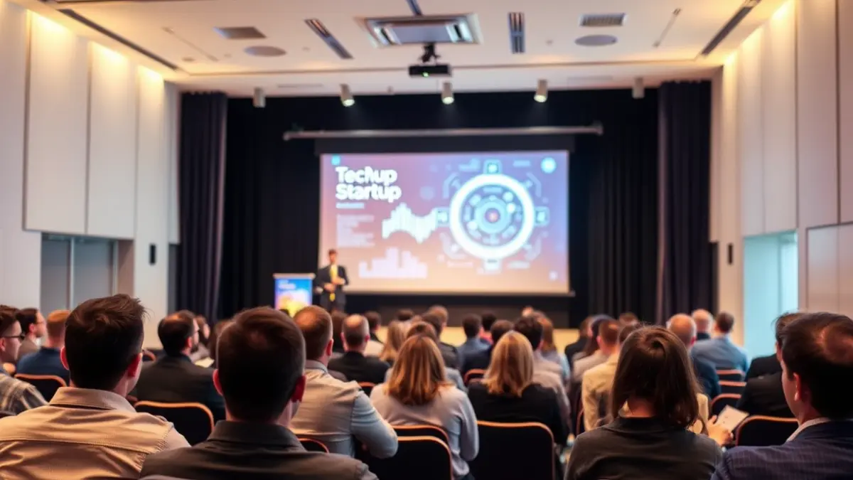 Imatge genèrica d'un esdeveniment tecnològic o de presentació d'empreses emergents.