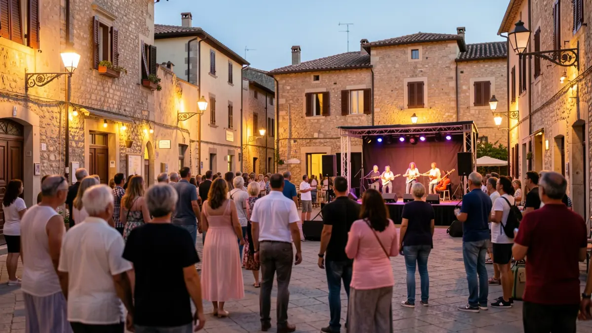 Generic image of an urban stage with people enjoying a cultural performance.