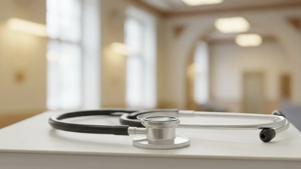 Generic image of a medical stethoscope on textbooks, symbolizing the training of future specialists.