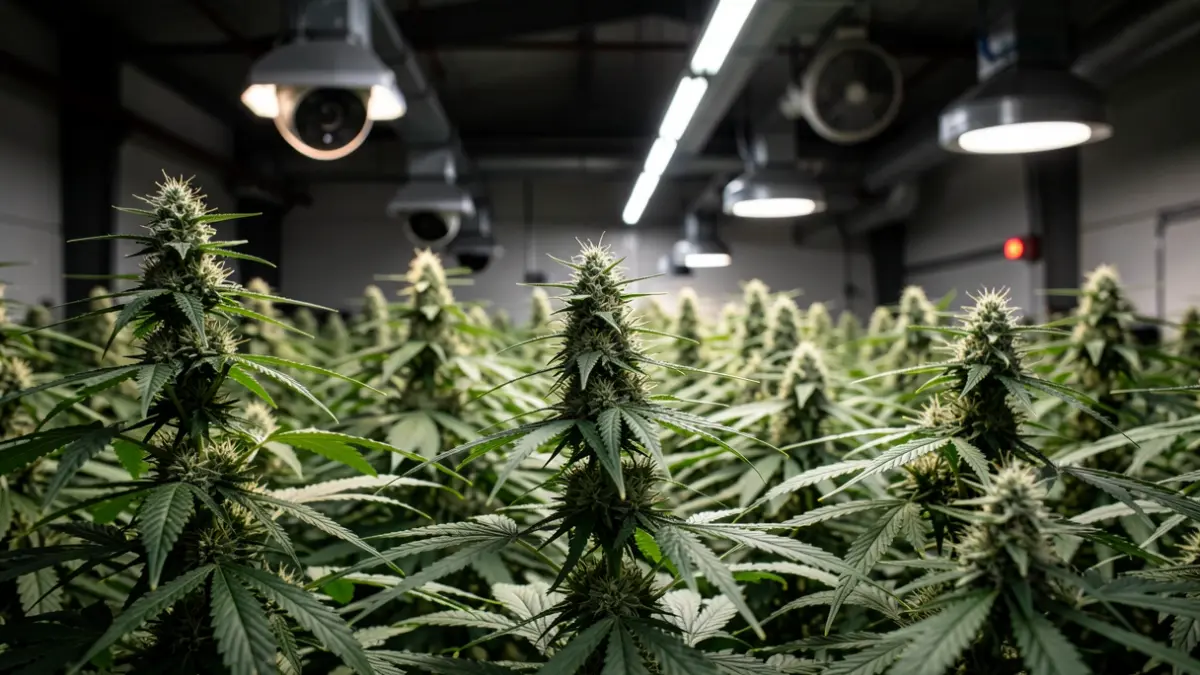 Generic image of cannabis plants in indoor cultivation.