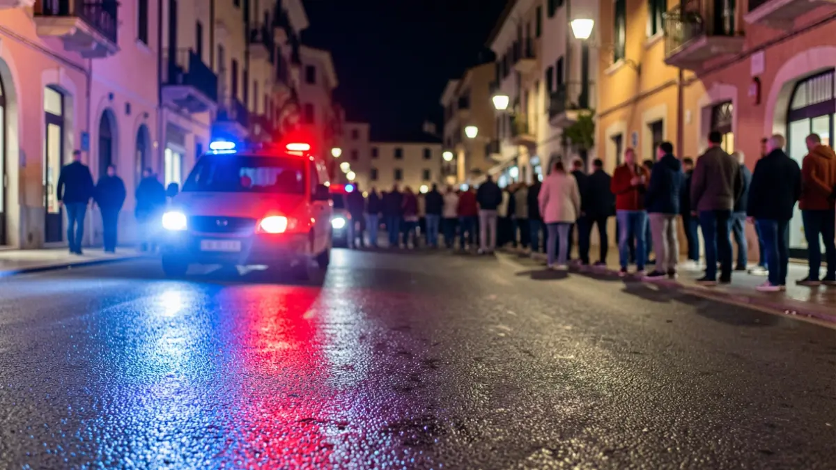 Imagen genérica de luces de emergencia policial en un entorno urbano nocturno.