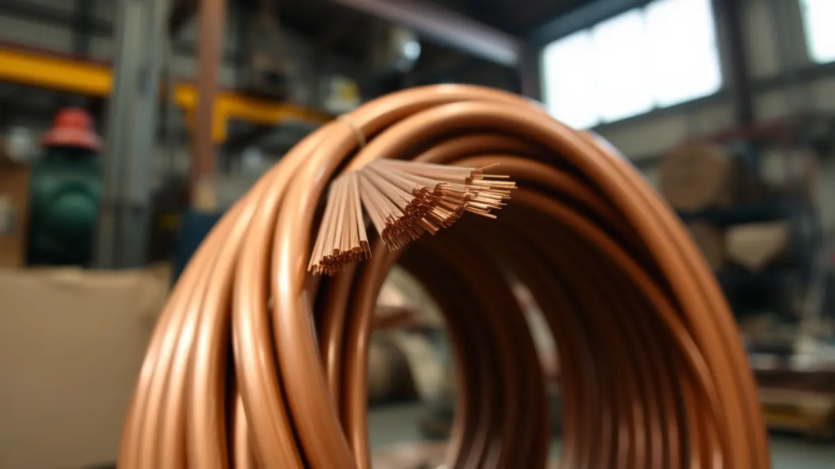 Generic image of a coil of copper cable with cutting tools.
